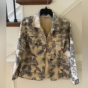 Chicos Black/Tan floral printed denim